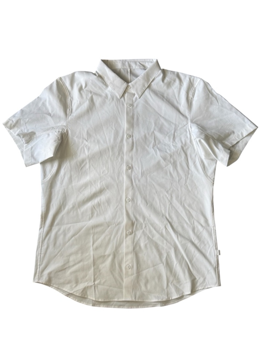 Lululemon Airing Easy Short Sleeve Shirt Bright White Stretch Cotton Blend Large